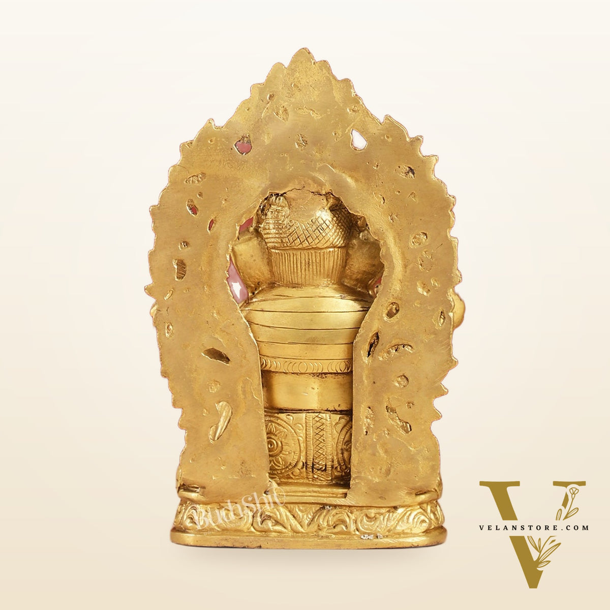Ganesha on a throne brass idol 7 inch