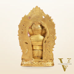 Ganesha on a throne brass idol 7 inch