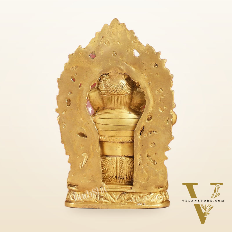 Ganesha on a throne brass idol 7 inch