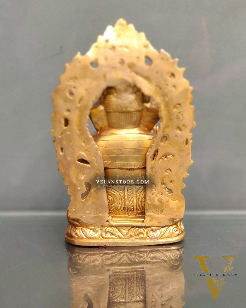 Ganesha on a throne brass idol 7 inch