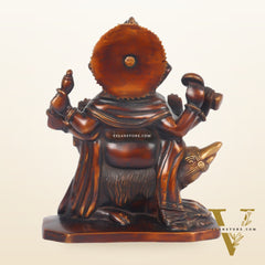 Ganesha on mooshak brass idol Chocolate finish 8"