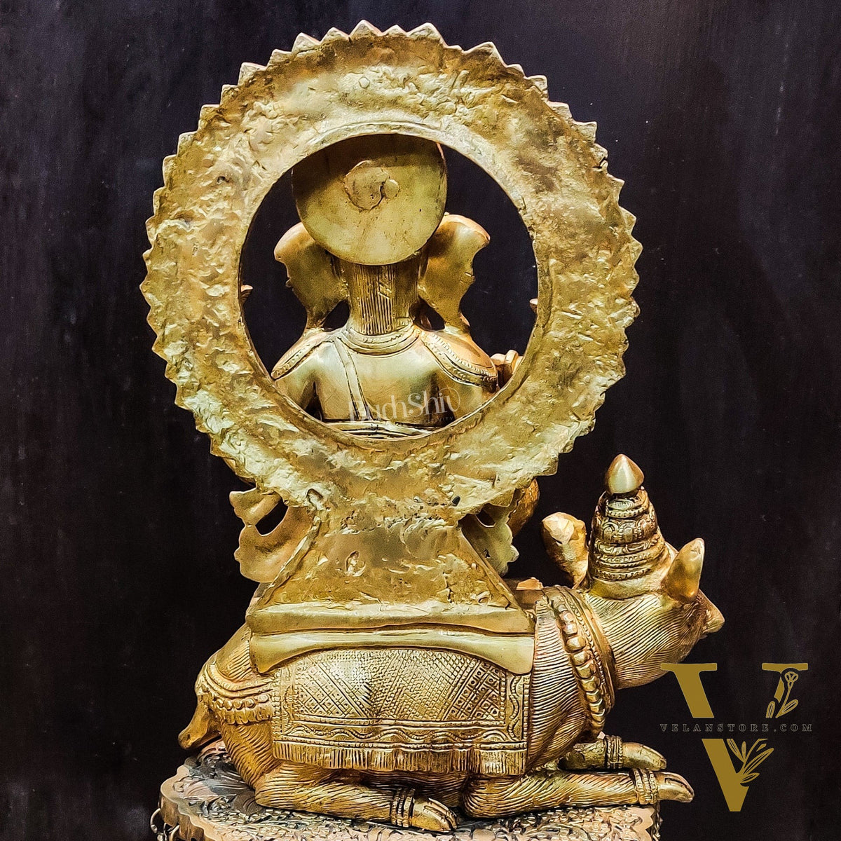 Ganesha on mouse brass statue 16 inches