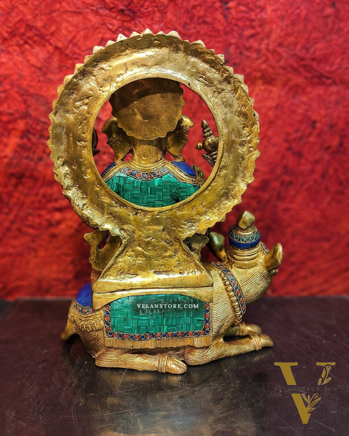 Ganesha on mouse brass statue 16 inches