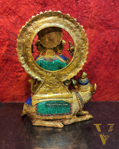 Ganesha on mouse brass statue 16 inches