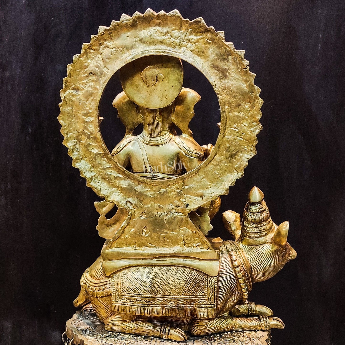 Ganesha on mouse brass statue 16 inches