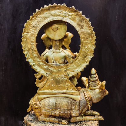 Ganesha on mouse brass statue 16 inches