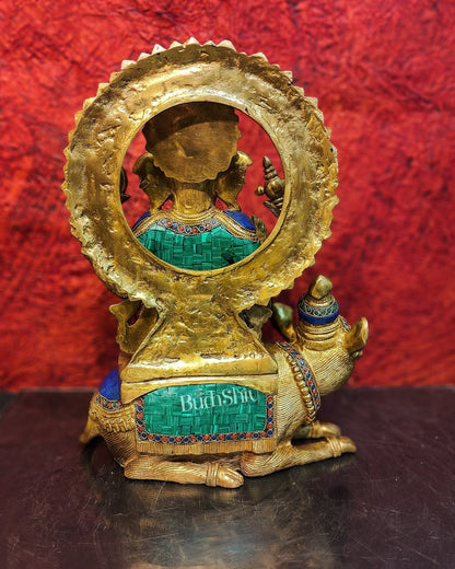Ganesha on mouse brass statue 16 inches