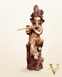 Ganesha playing the flute Brass Statue 21"