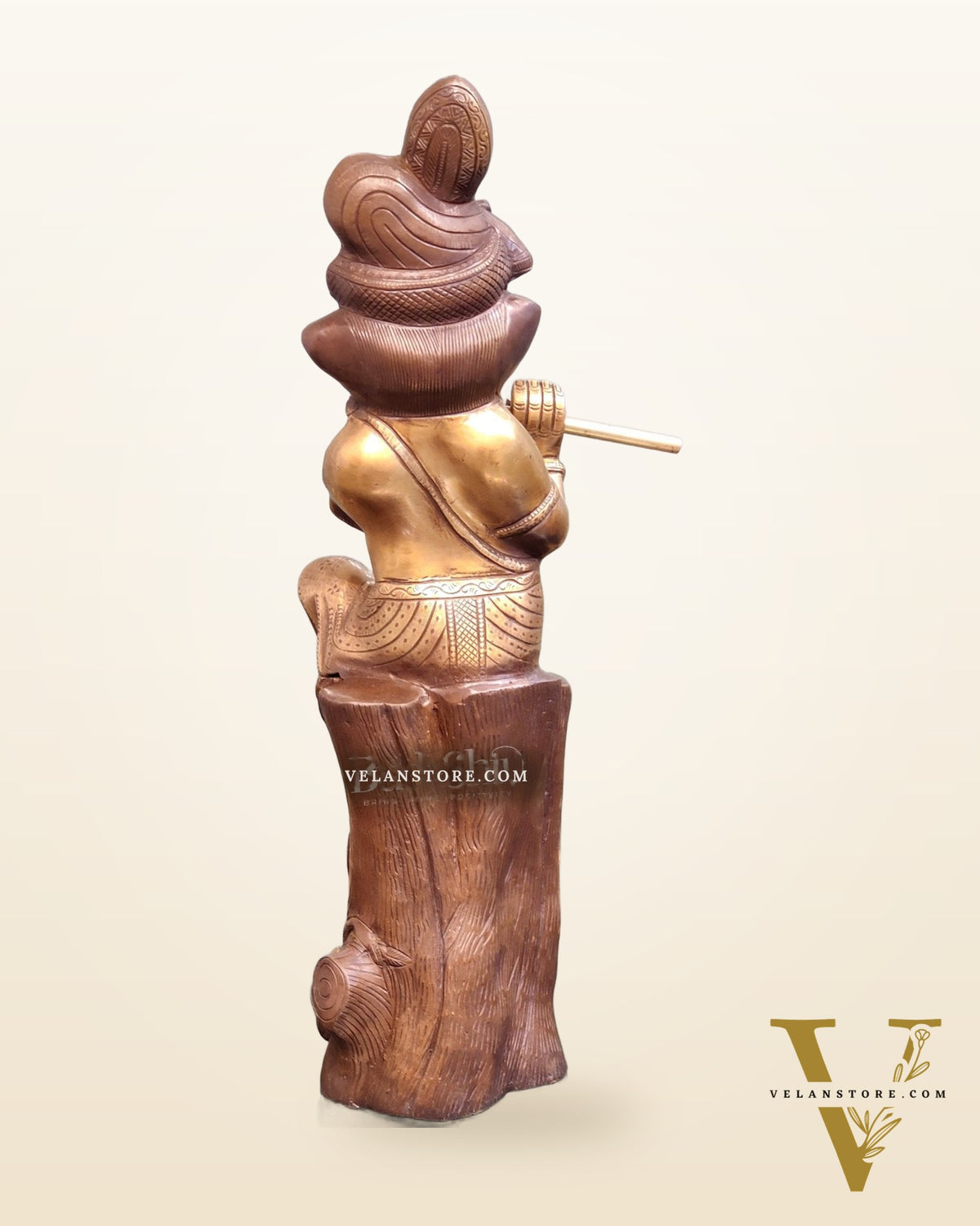 Ganesha playing the flute Brass Statue 21"