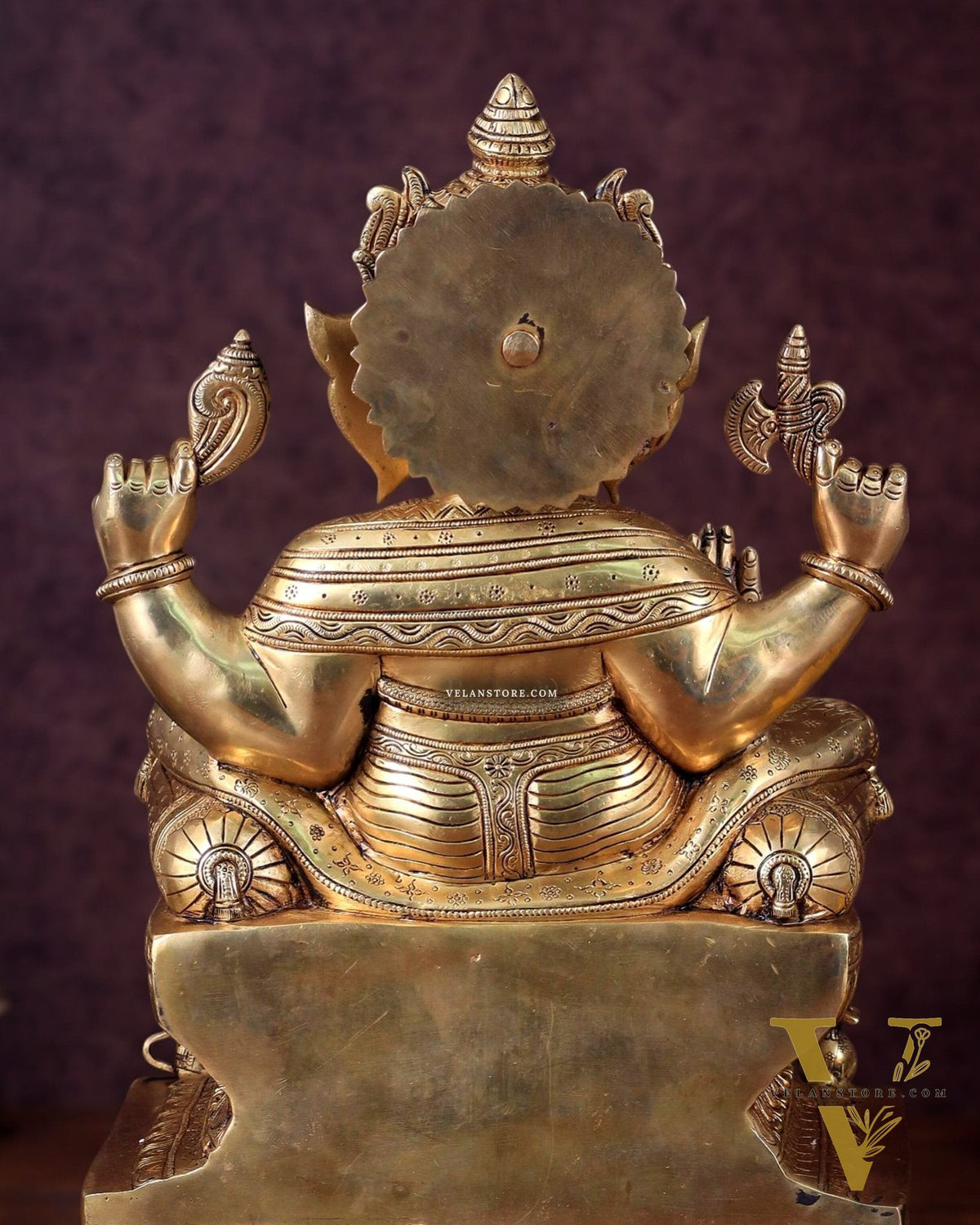 Ganesha Pure Brass Superfine statue with enhanced carvings  - 18"