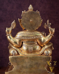 Ganesha Pure Brass Superfine statue with enhanced carvings  - 18"