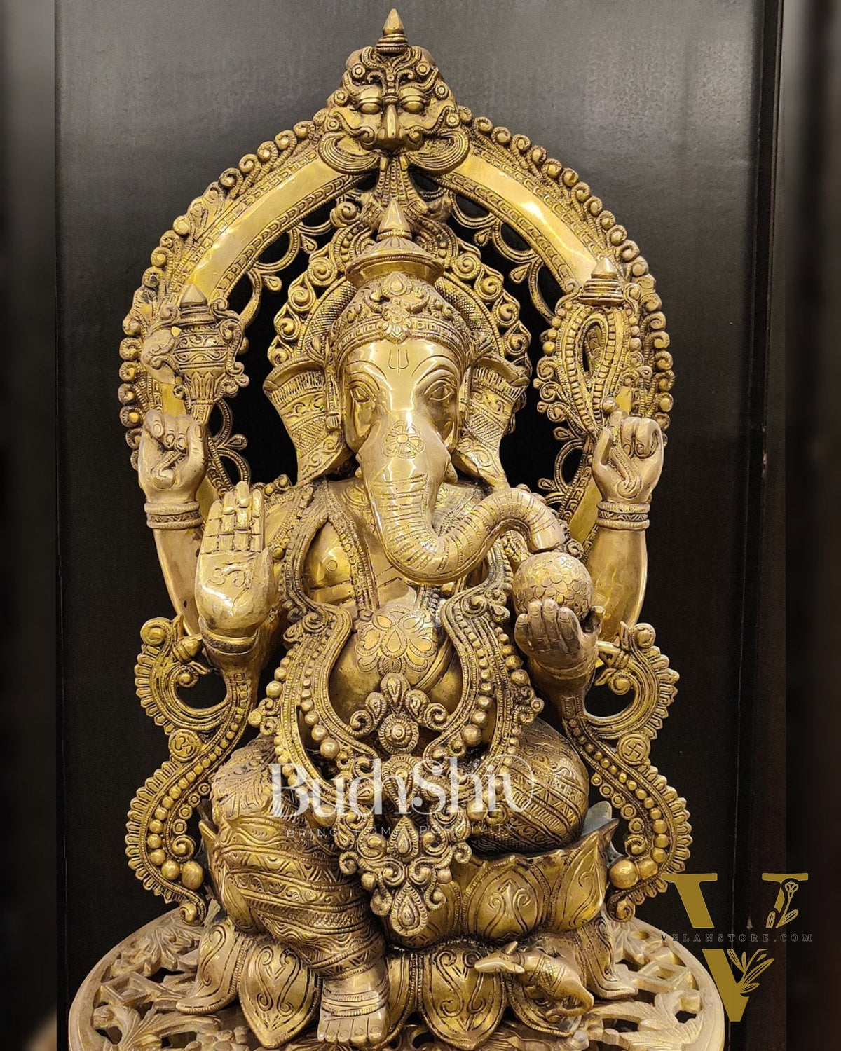 Ganesha Seated on a lotus throne with Prabhavali 26 inch
