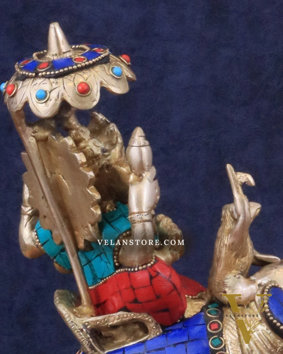 Ganesha sitting on elephant meenakari brass statue