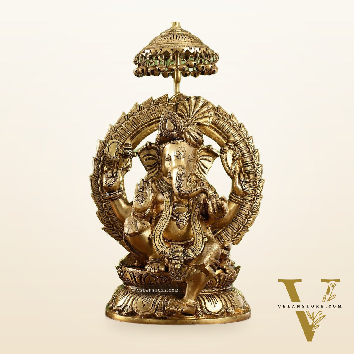Ganesha Statue Seated on a Throne - 18 Inches