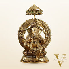 Ganesha Statue Seated on a Throne - 18 Inches