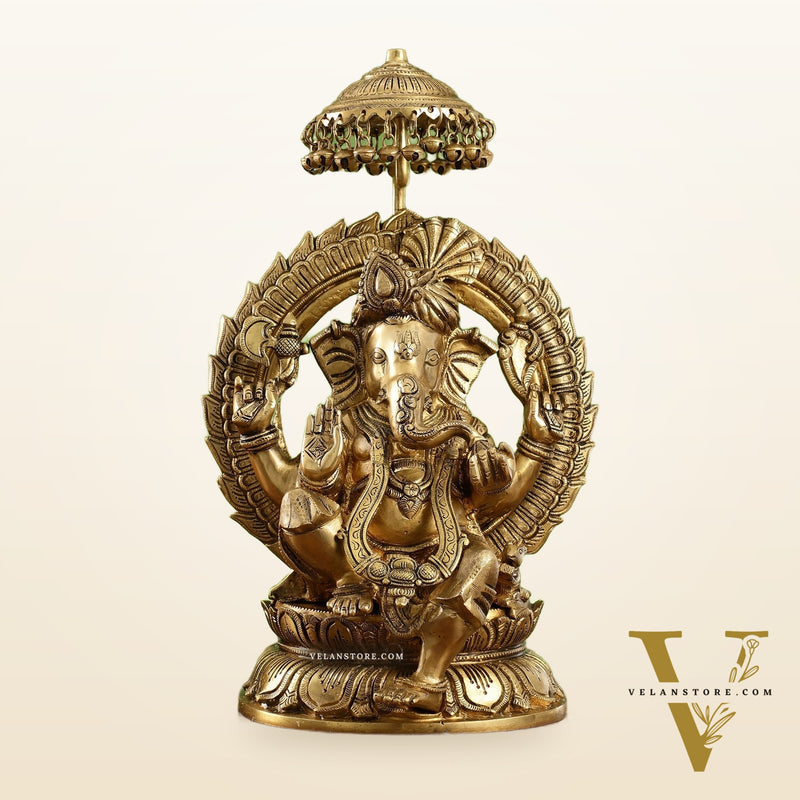 Ganesha Statue Seated on a Throne - 18 Inches