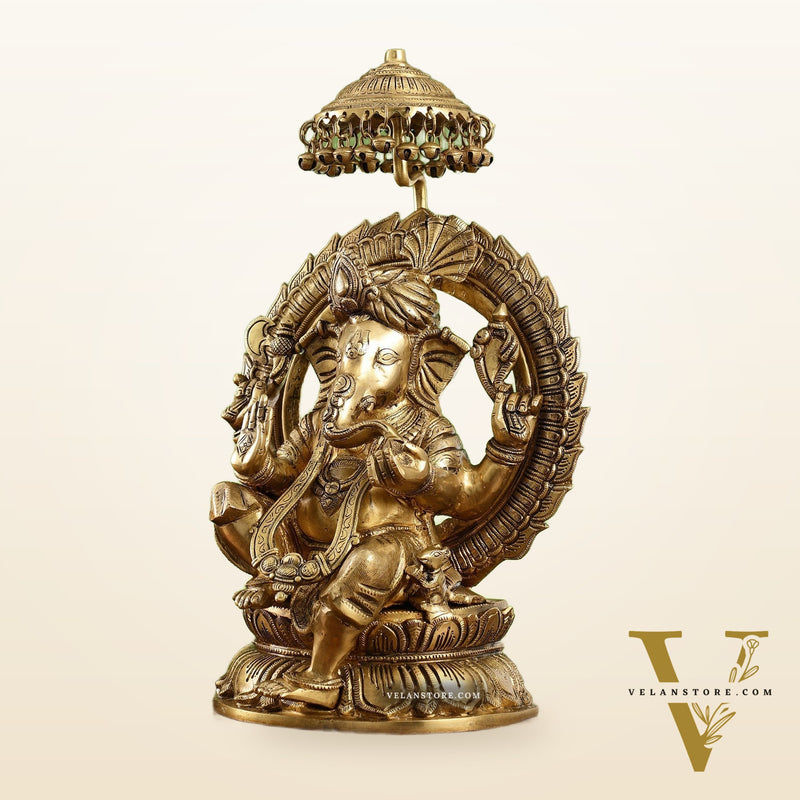 Ganesha Statue Seated on a Throne - 18 Inches