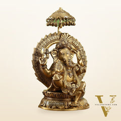 Ganesha Statue Seated on a Throne - 18 Inches