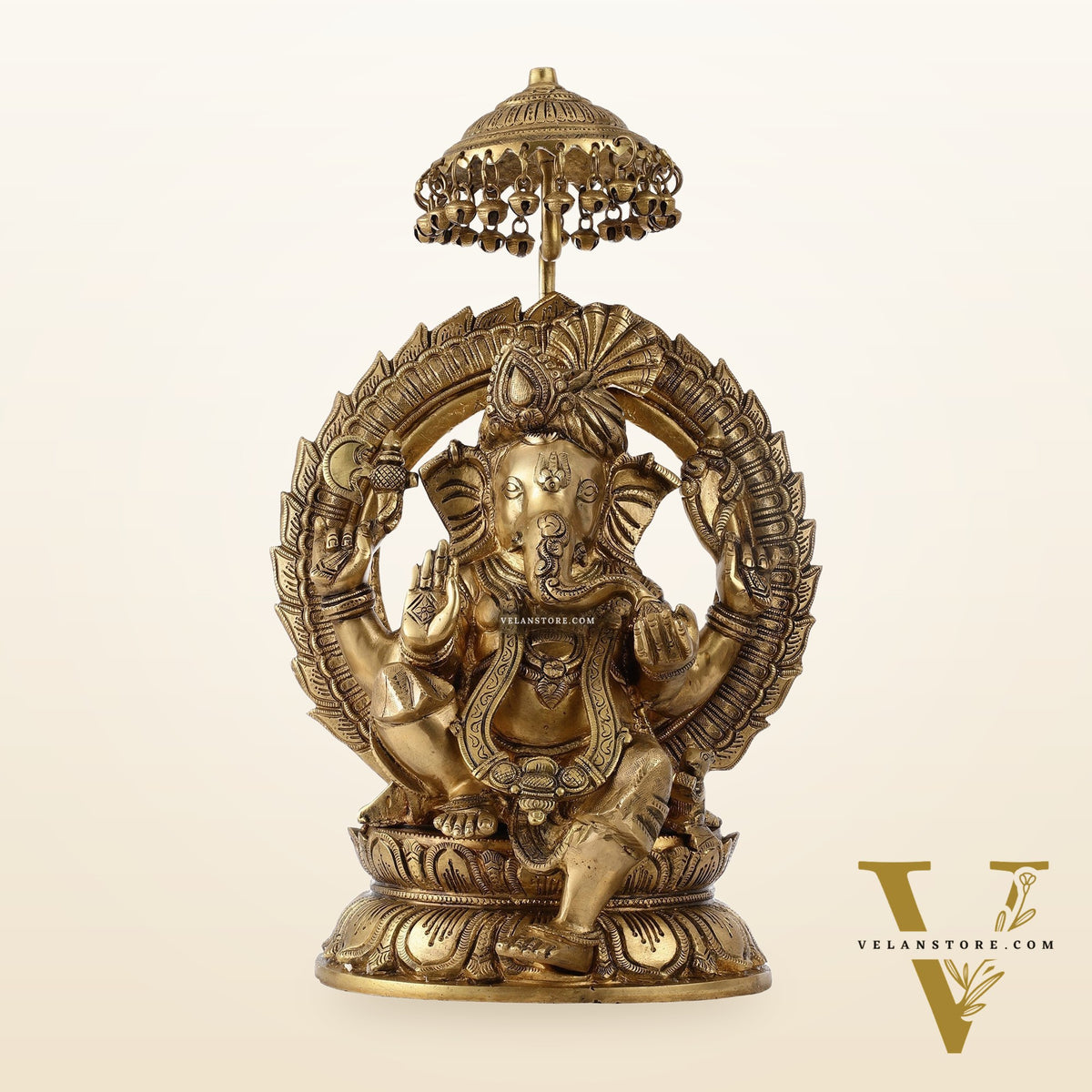 Ganesha Statue Seated on a Throne - 18 Inches