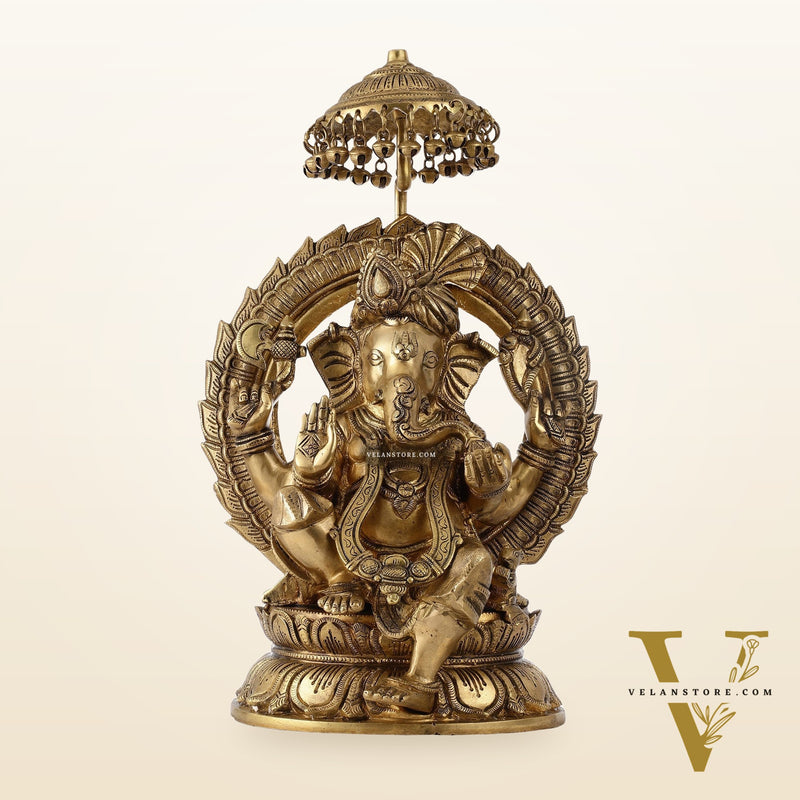Ganesha Statue Seated on a Throne - 18 Inches