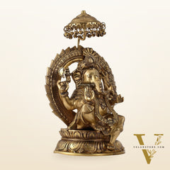 Ganesha Statue Seated on a Throne - 18 Inches