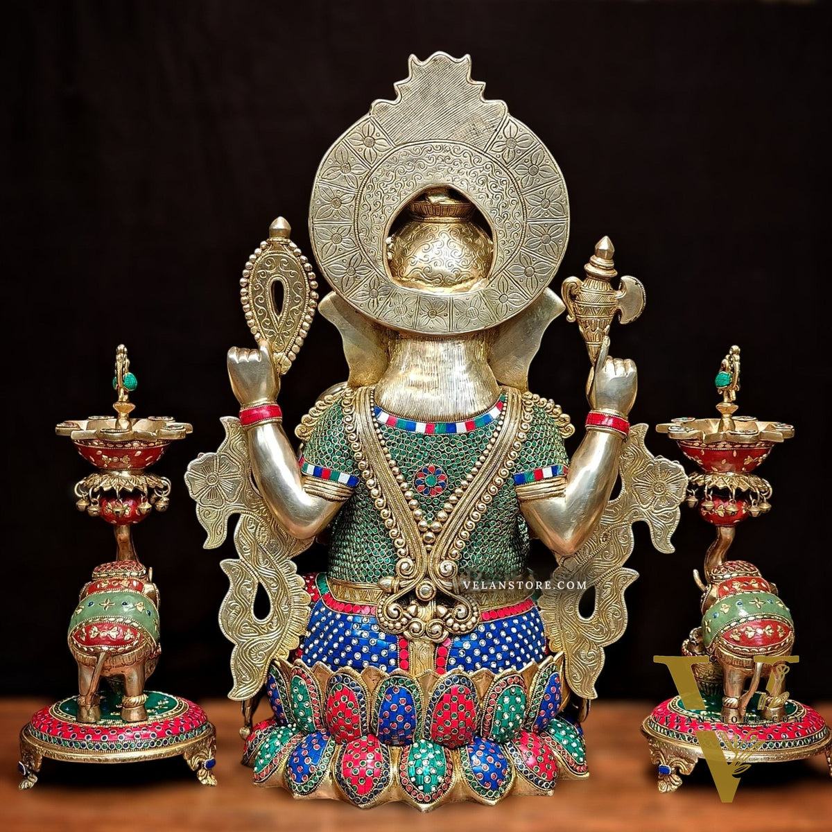 Ganesha Superfine Brass Large Sized Statue | 29" Tall meenakari work