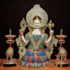 Ganesha Superfine Brass Large Sized Statue | 29" Tall meenakari work