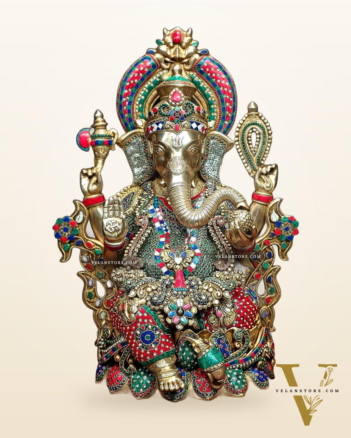 Ganesha Superfine Brass Large Sized Statue | 29" Tall meenakari work
