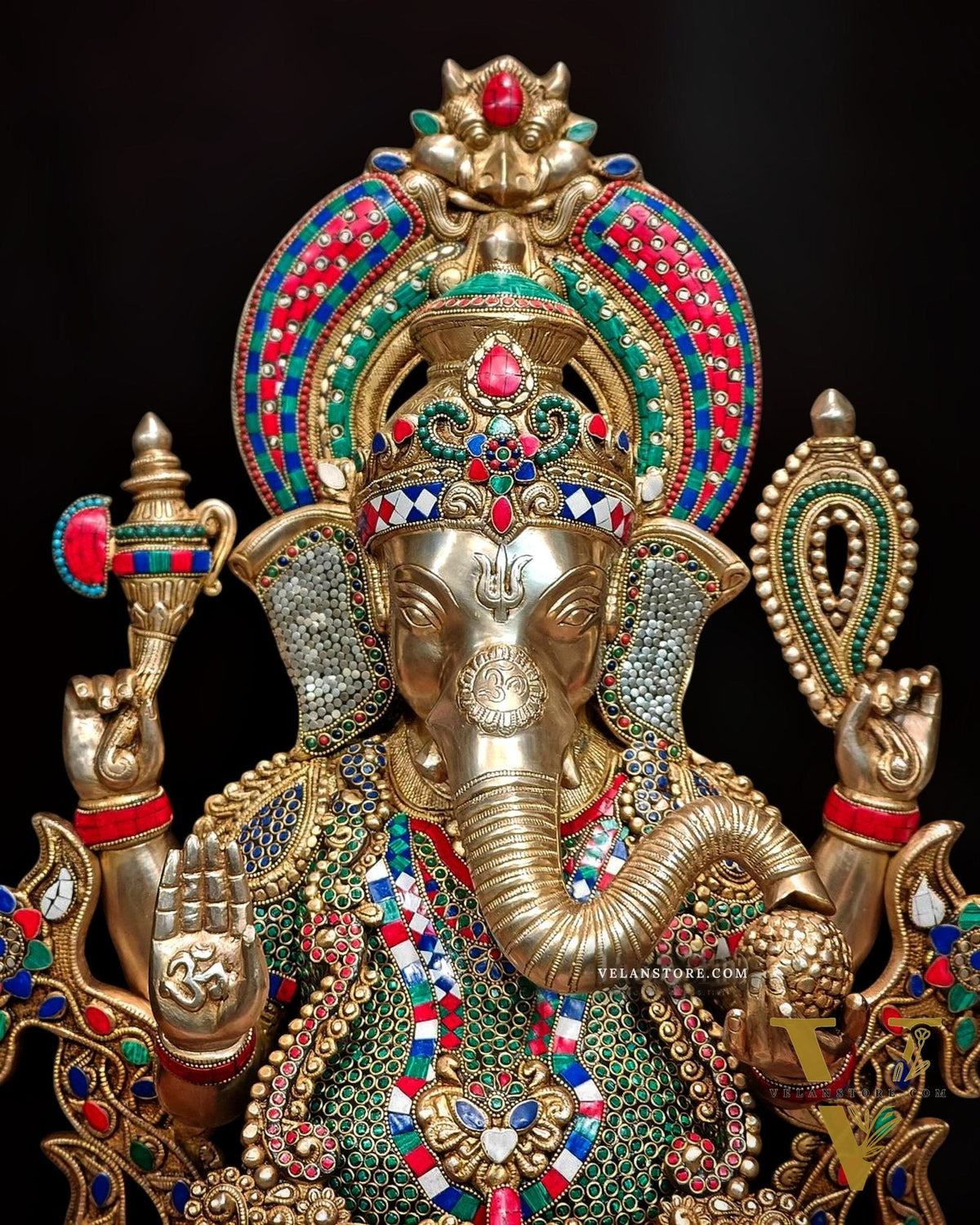 Ganesha Superfine Brass Large Sized Statue | 29" Tall meenakari work