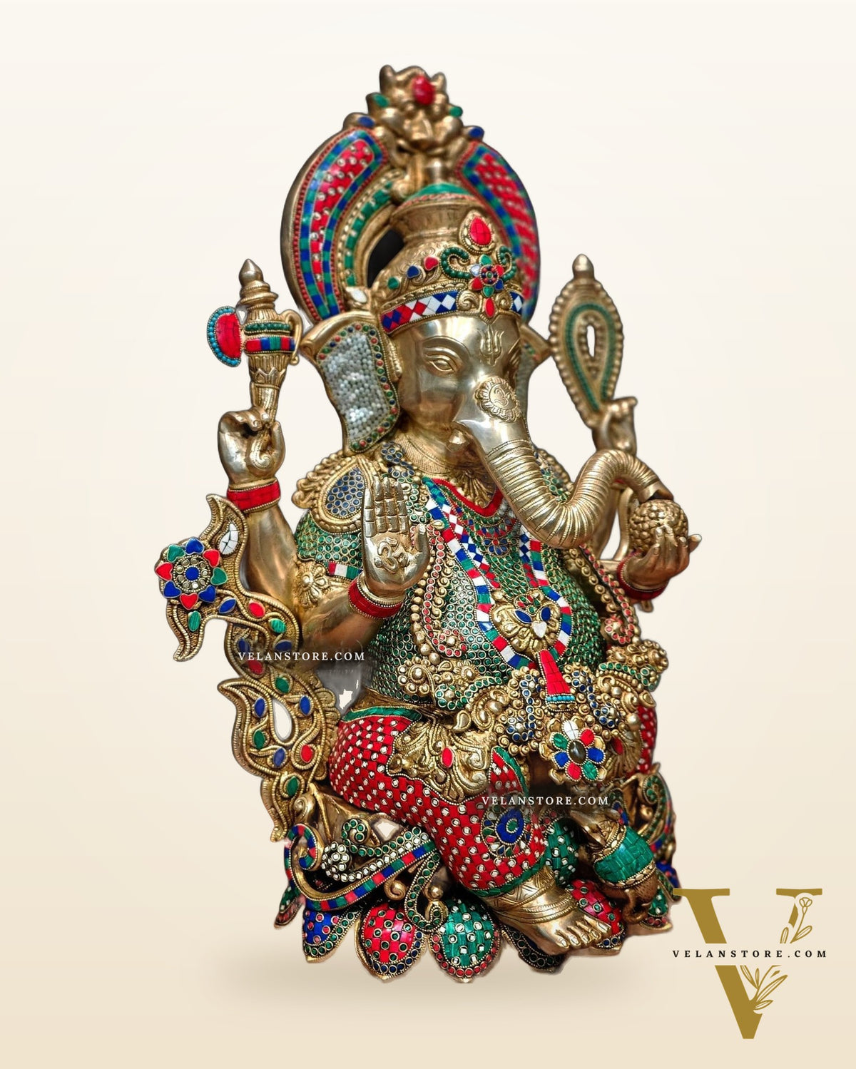 Ganesha Superfine Brass Large Sized Statue | 29" Tall meenakari work