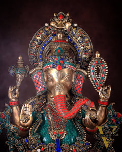 Ganesha Superfine Brass Large Sized Statue 30"