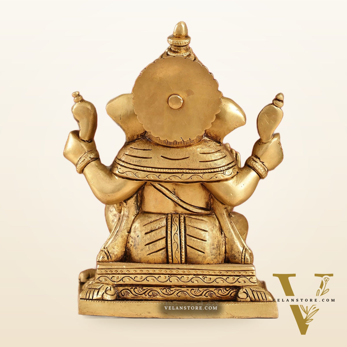 Ganesha superfine Brass statue fully engraved 9.5 inch