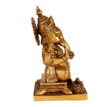 Brass Ganesha solid Brass statue 8 inch