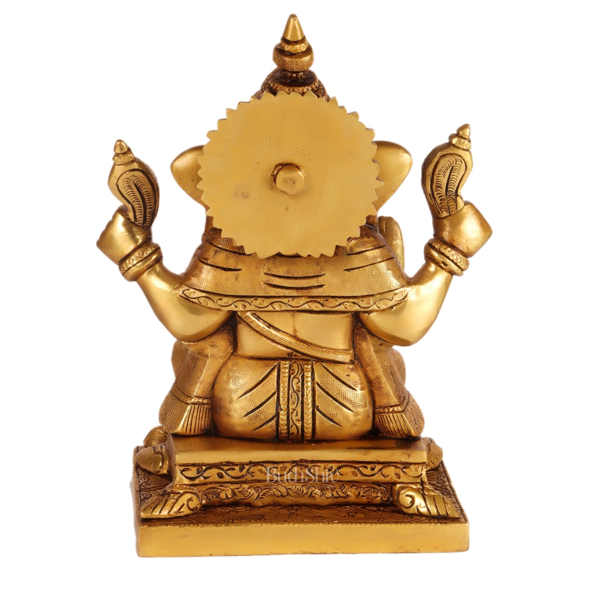 Brass Ganesha solid Brass statue 8 inch