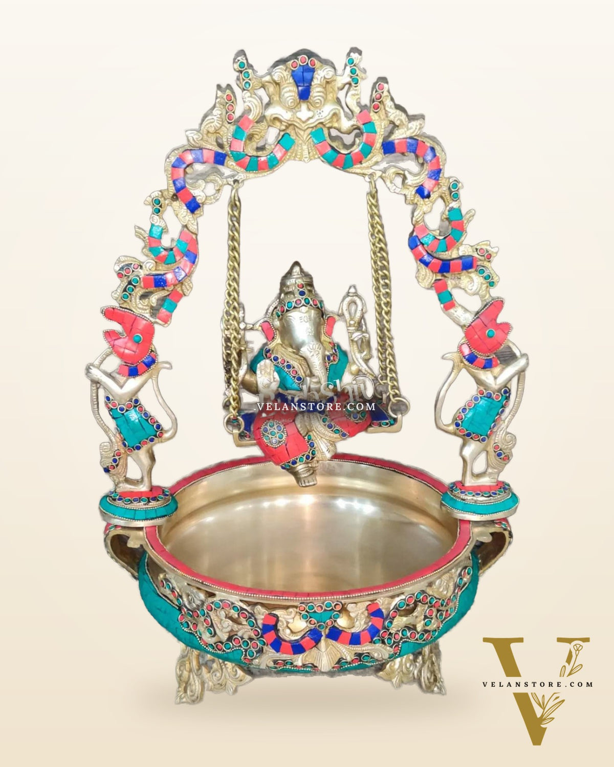 Ganesha Swing Brass Urli large