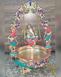 Ganesha Swing Brass Urli large