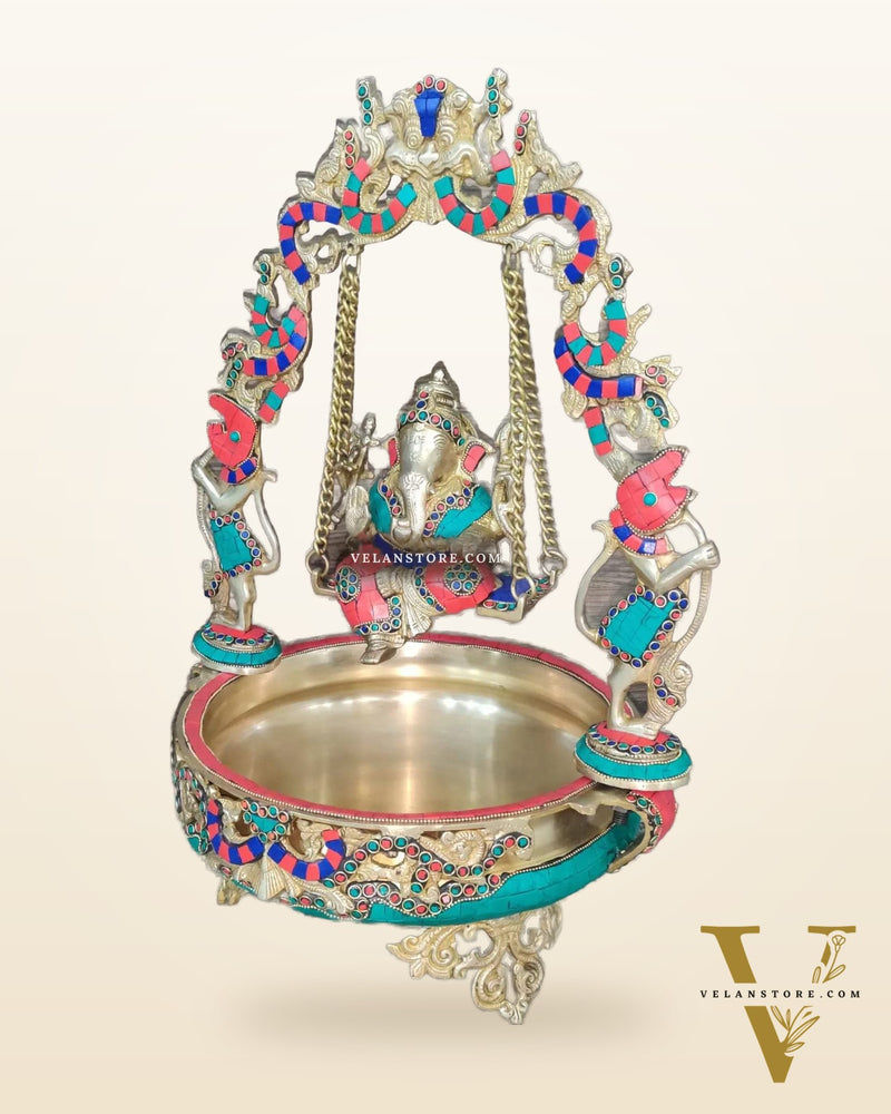 Ganesha Swing Brass Urli large