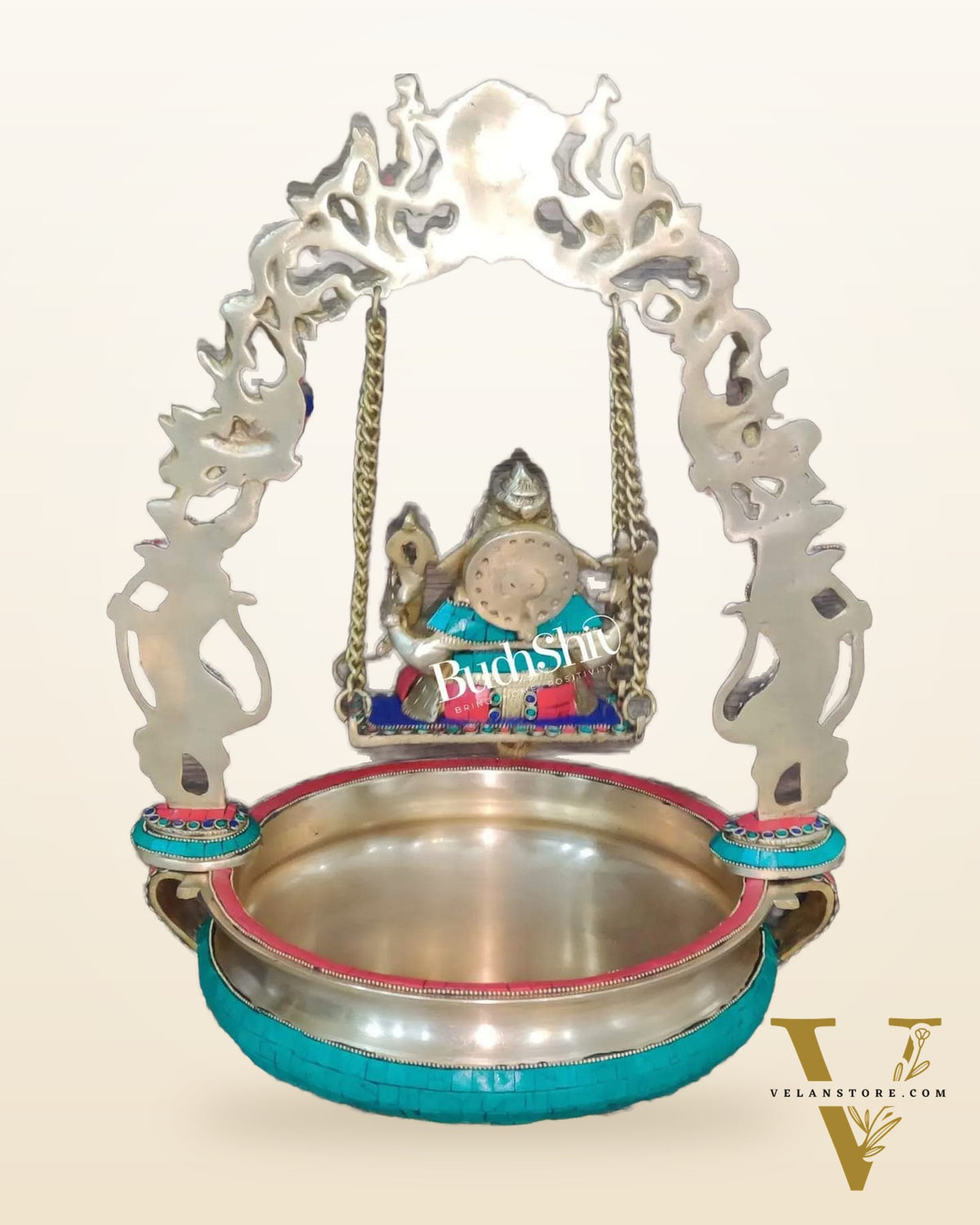 Ganesha Swing Brass Urli large