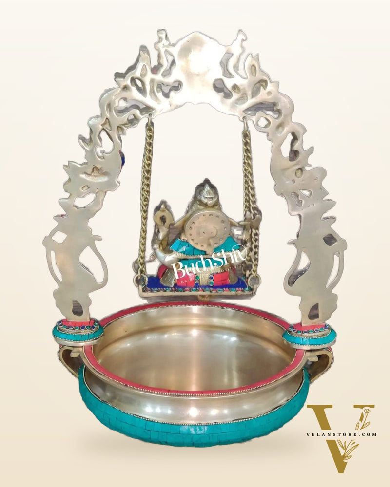 Ganesha Swing Brass Urli large