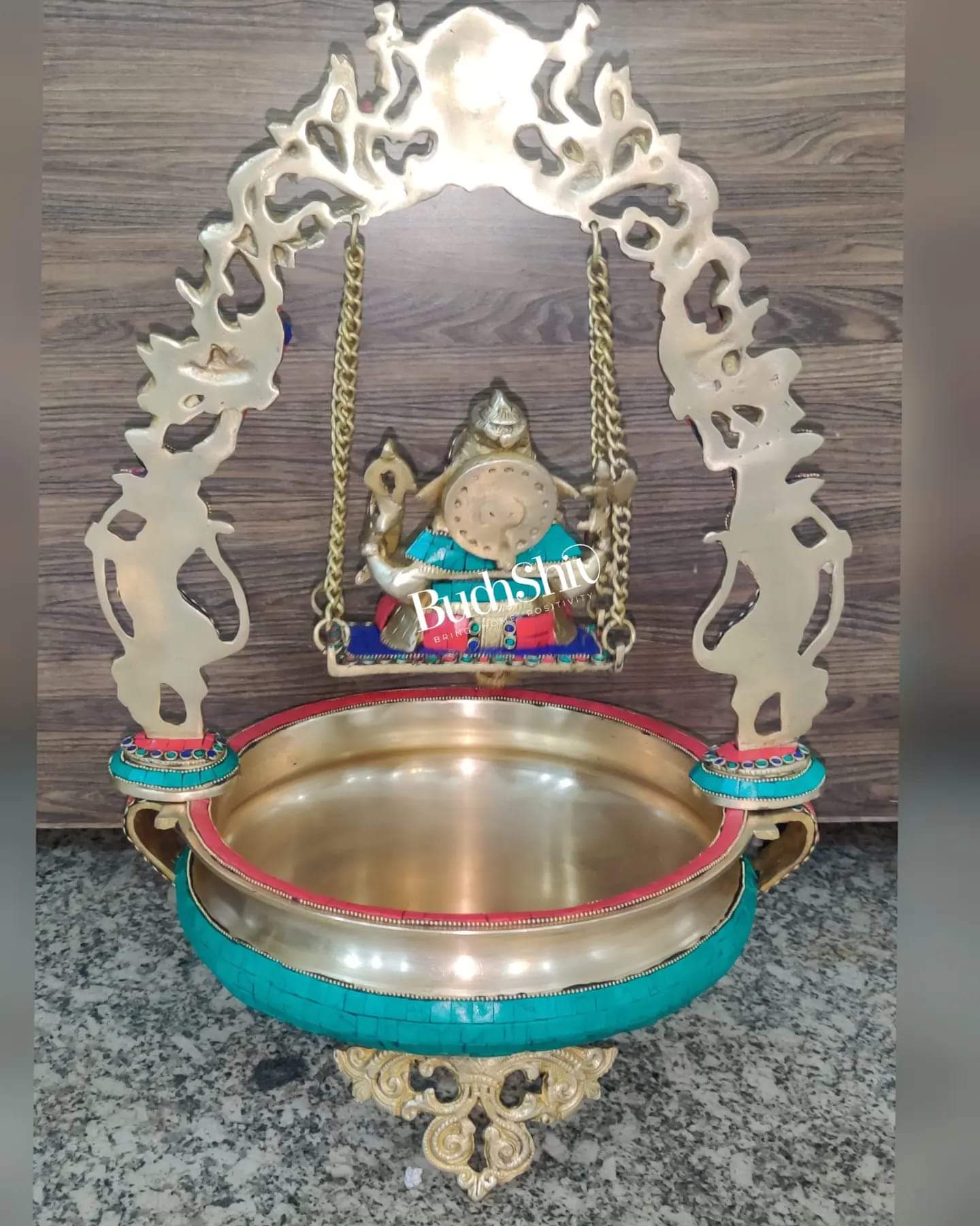Ganesha Swing Brass Urli large