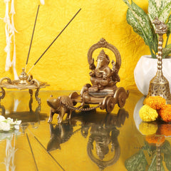 Ganesha with a mouse on a Rath Chariot 11"