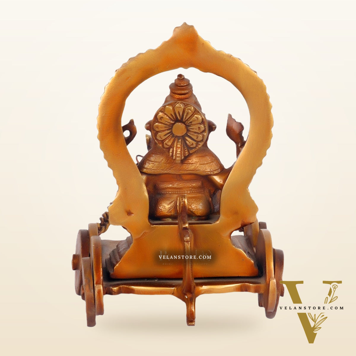 Ganesha with a mouse on a Rath Chariot 11"