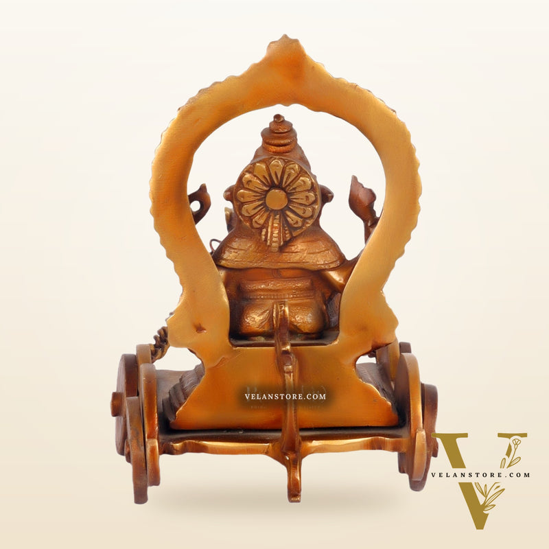 Ganesha with a mouse on a Rath Chariot 11"
