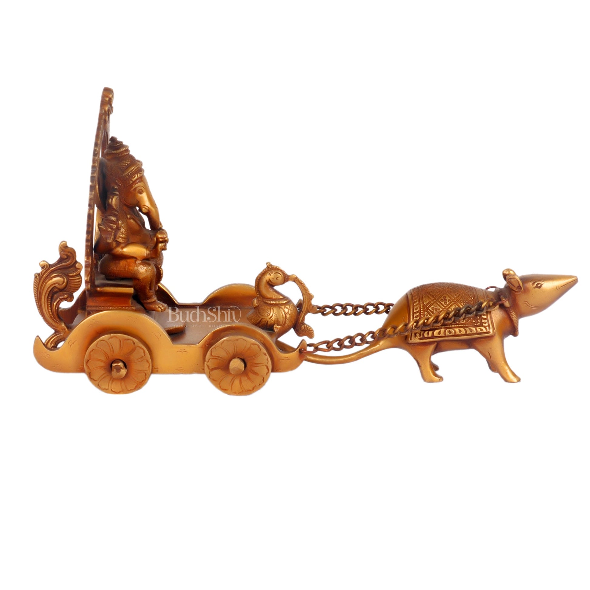 Ganesha with a mouse on a Rath Chariot 11"