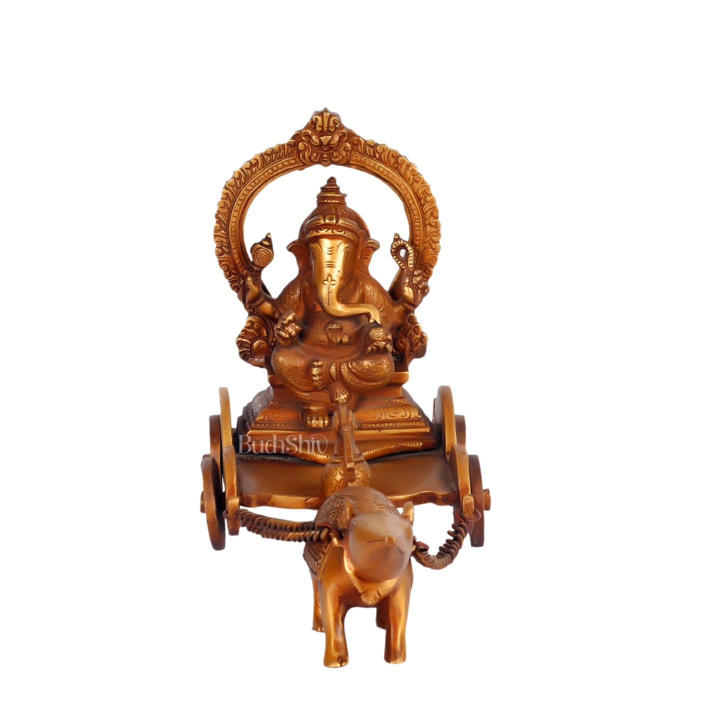 Ganesha with a mouse on a Rath Chariot 11"