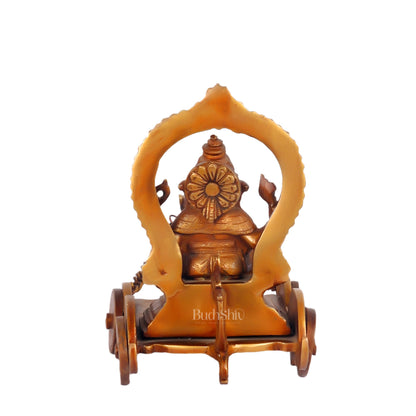 Ganesha with a mouse on a Rath Chariot 11"