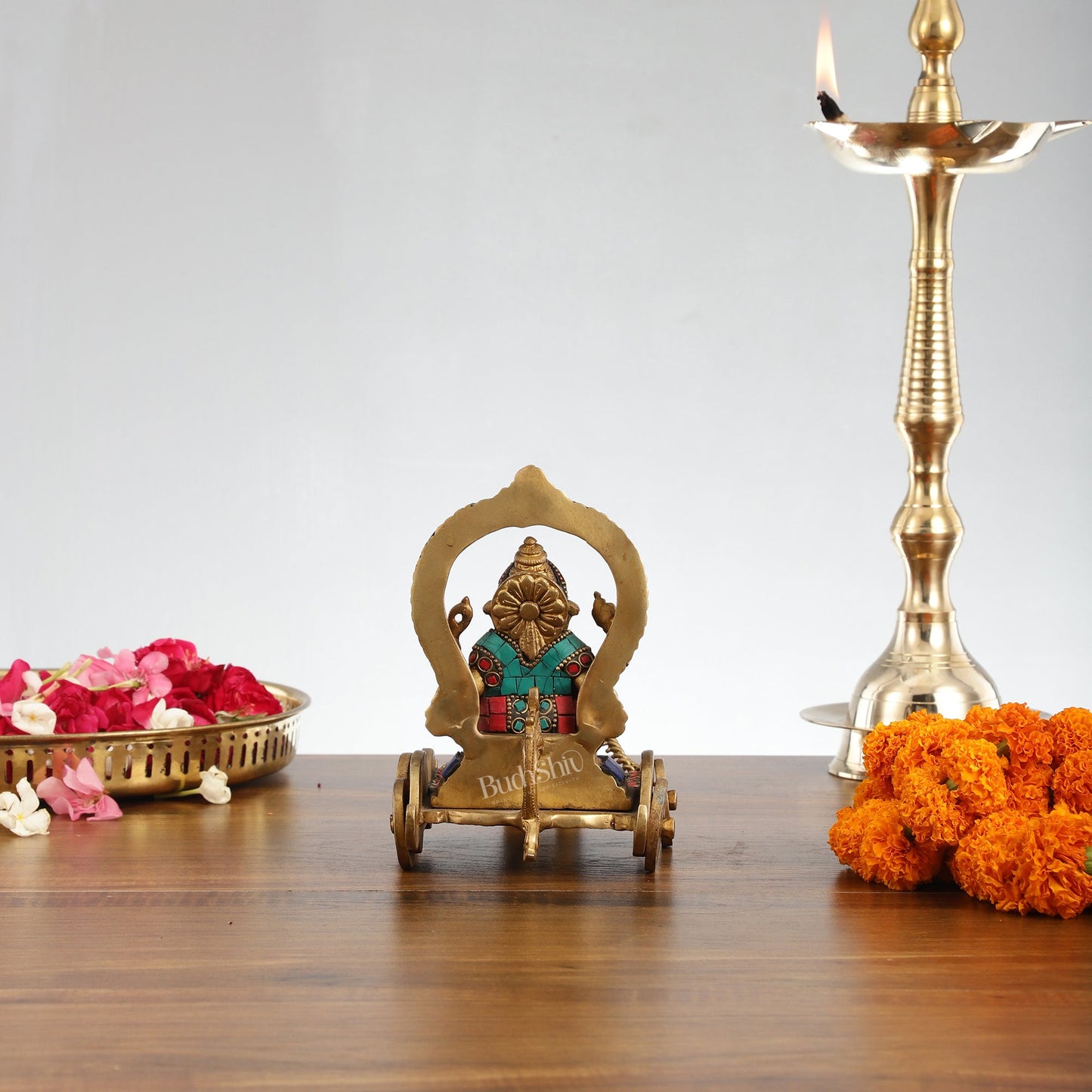 Ganesha with a mouse on a Rath Chariot Figurine