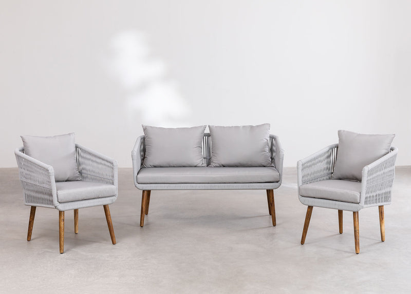 Bilbao Outdoor Sofa Set 2 Seater, 2 Single seater Set Braided & Rope