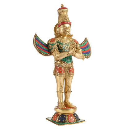 Brass Garuda Statue with Meenakari , 22" Tall,