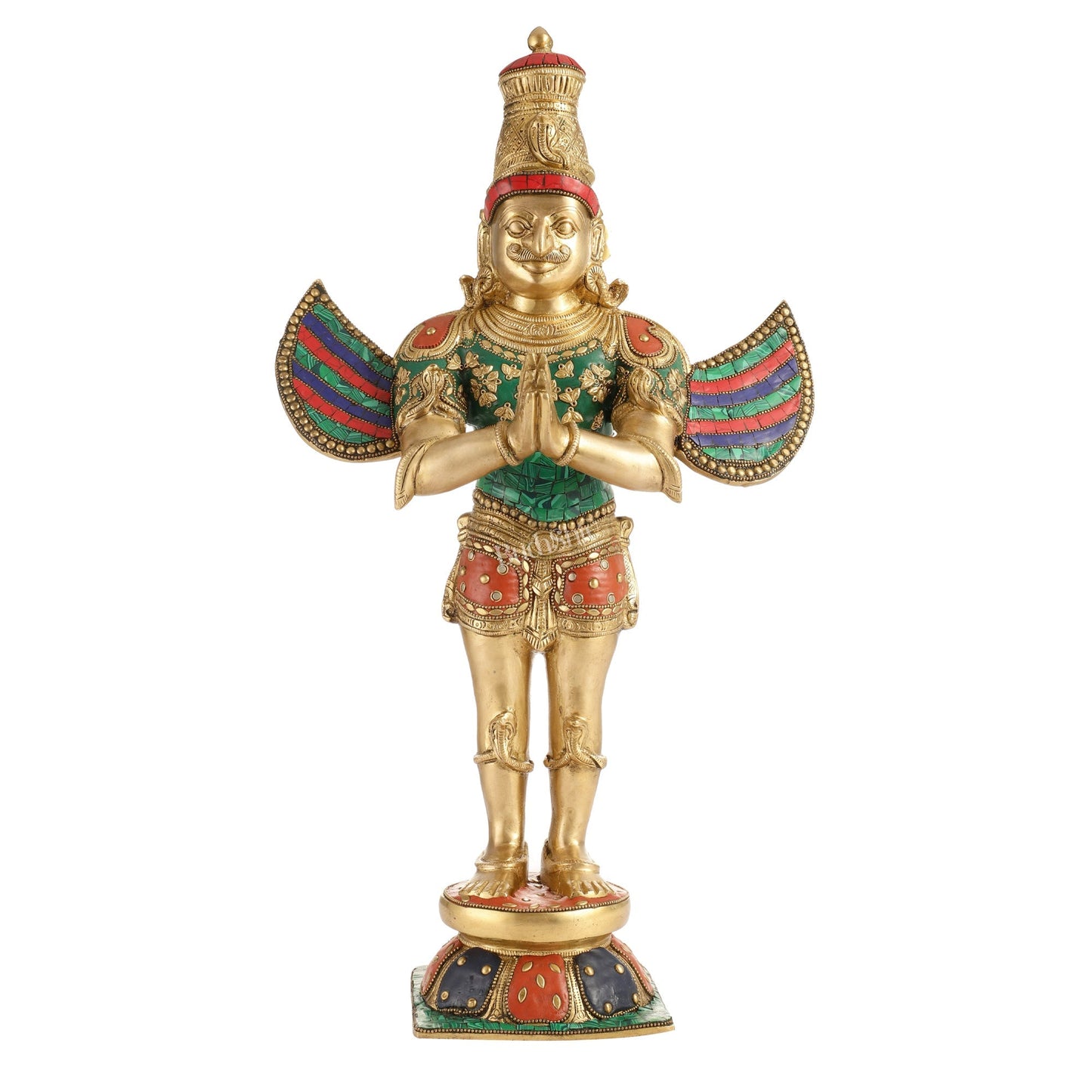 Brass Garuda Statue with Meenakari , 22" Tall,